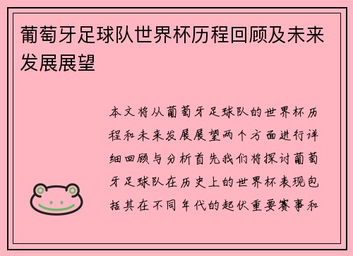 葡萄牙足球队世界杯历程回顾及未来发展展望